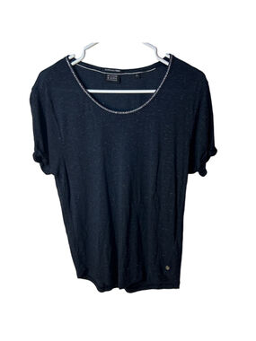 scotch & soda Amsterdam dance all night navy lightweight metallic tee, size XL